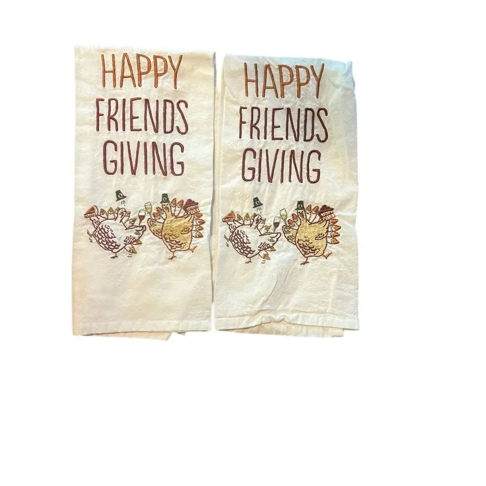 Happy Friendsgiving thanksgiving dish towel holiday set of 2
